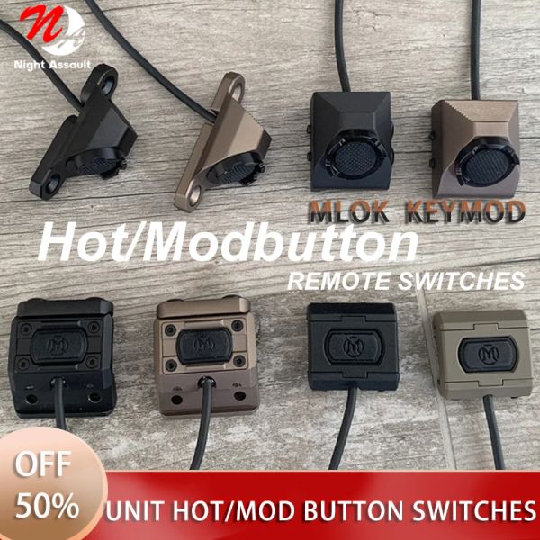 Lights Tactical Airsoft Unit Modbutton Hot Bouton Pression Remote Interrupteur Mlok KeyMod pour Surefir M300 M600 DBALA2 PEQ15 Rail 20 mm