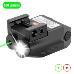 Lumières Tactical LED Arme Gun Light Red Laser Sight Combo 350 Lumen USB Pistolet rechargeable Lumière compact à rail compact Arme Lumière