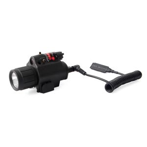 Lumières pistolet tactique suspendues à vue laser rouge LED forte torche avec queue de rat 3 modes Lautres d'armes de la lampe de poche à armes de poing réglables