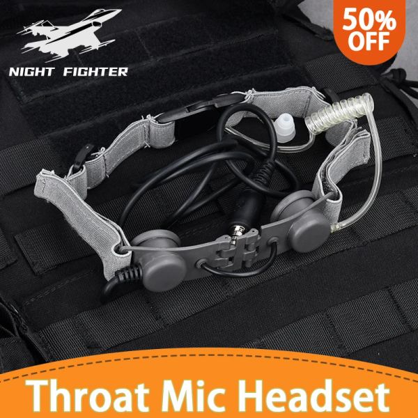 Luces Auriculares de tubo de tubo de micrófono de la garganta táctica con auriculares de micrófono laríngeo de cuello ptt PTT para UV5R UV5X UV82 Radio Yeas