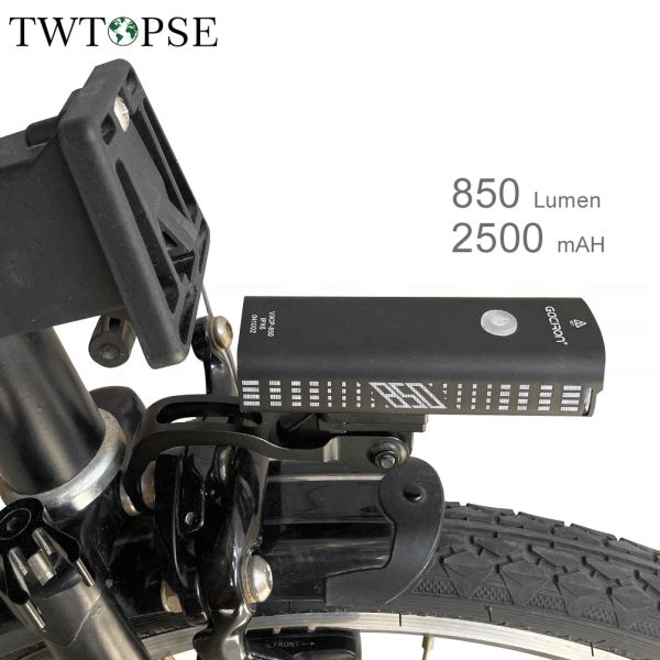 Luces Twtopse 850 Lumen Bike Light Set with Sporter para Brompton Bicicleta Plegable Lámpara de luz delantera de 2500 mAh LED USB para 3 SIXTY