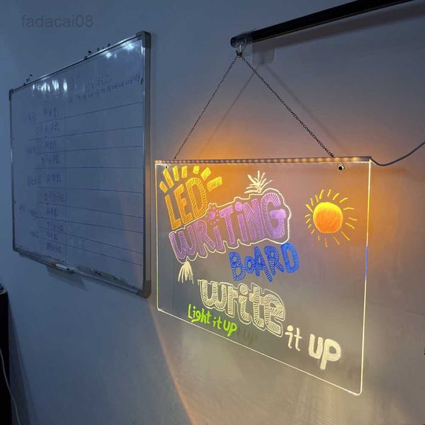 Lumières USB LED Lumière Acrylique Message Note Avec Support Effaçable Enfants Planche À Dessin Enfants Cadeaux Chambre Nuit Lampe HKD230704