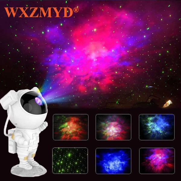 Lumières USB Robot Galaxy Star Projecteur Ciel Étoilé Veilleuse Astronaute Lampe Home Room Decor Décoration Chambre Luminaires Décoratifs HKD230704