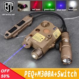 Lichten wadsn tactische peq15 rood groen blauw laser ir zicht surefir m300a zaklamp airsoft airsoft accessroy witte stroboscoop licht dubbele schakelaar