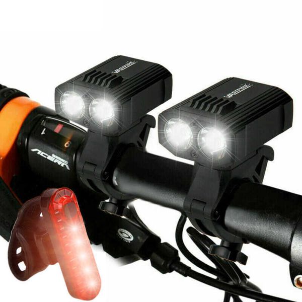 Luces delanteras impermeables para bicicleta, lámpara recargable USB para bicicleta con Mini advertencia de seguridad, luz trasera LED para ciclismo 0202