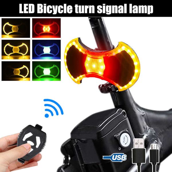 Lumières sans fil télécommande vélo USB rechargeable vélo feu arrière scooter lampe de direction avertissement de sécurité tournant signal lumineux 0202