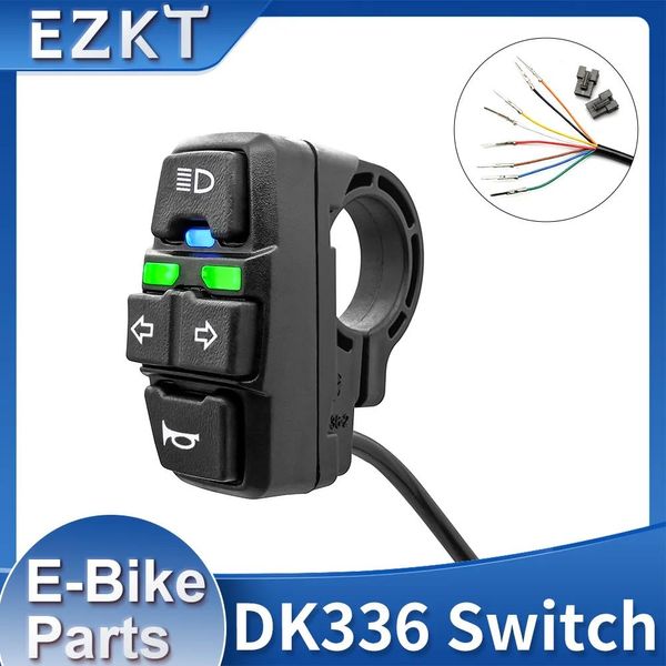 Luces WuXing DK336 Bicicleta eléctrica Scooter Luz delantera y interruptor de señal de bocina 12V48V para Ebike Scooter eléctrico Botón de motocicleta