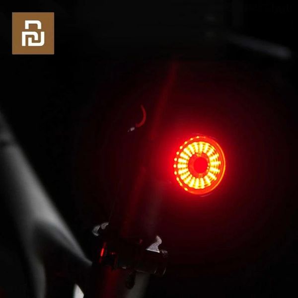 Luces Youpin TWOOC Smart Bicycle Tail Luz trasera Auto Start Stop Brake IPX6 Impermeable USB Carga Ciclismo Cola Accesorios de luz trasera