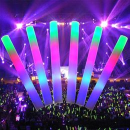 Lightup Led Kleurrijke schuimstokken spons Glowsticks Batons Rally Rave Glow Wands Knipperlicht Stick Party Juichen Levert 60 stcs