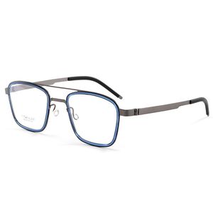 Léger B-Titanium Vintage Frame Oversized 51-21-145Unisex Square Big Double-Bridge FullrimZero-Pressure Elastic Hinge Goggles Fullset Design Case