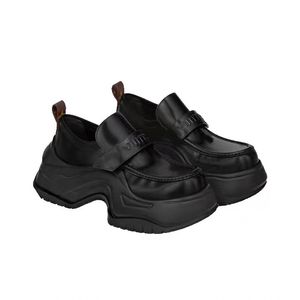 Lichtgewicht luxe damesschoenen met doosontwerper Casual schoenen Outdoor Wave Sole Platform Schuhe Solid Black Walk Floor Scarpe
