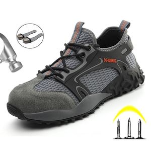 Chaussures de sécurité respirantes en maille pour hommes légers avec bout en acier chaussures indestructibles baskets de travail pour hommes 48 Y200915