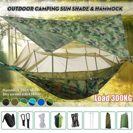 Hamac de camping portable léger et auvent de tente, bâche anti-pluie, moustiquaire étanche, auvent en nylon 210T 240222