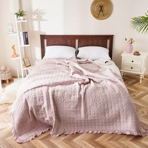 Lichtgewicht gewatteerde quilt dunne quilt effen kleur trooster zachte spreien luchtconditie quilt deken bed cover voor volwassenen