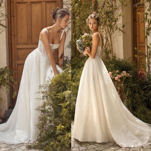 Lihi Hod 2020 nueva línea A vestidos De novia vestidos De novia cuello espagueti encaje apliques lentejuelas vestido De novia batas De Mari￩e