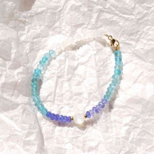 Lii Ji véritable Apatite naturelle Tanzanite pierre de lune 14K or rempli Bracelet femmes bijoux de mode