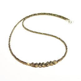 Lii Ji Collier ras du cou unique véritable pyrite minuscules perles collier 925 en argent sterling fou pierre d'or pour femmes/hommes livraison directe Q0531