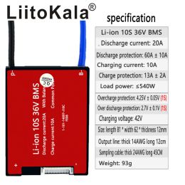 Liitokala 10s 13s 16S BMS 20A 36V 48V 60V PCB PCB pour batterie au lithium 3,7 V Pack de batterie au lithium 18650 NMC Scooter E-Bicycle NTC