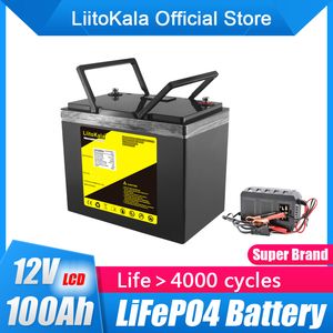 Liitokala 12.8V 100AH LIFEPO4 Batterie Diy 12V 24V 36V 48V PACK PACLE POUR LE VICIE VICHIE VICHIE CART GOLF UPS INVERTURS INVERTER / 14.6V20A Charger