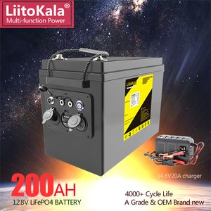 LiitoKala 12.8V 200ahLifepo4 batterie externe pour camping-cars voiturette de Golf hors route vent solaire hors réseau pour RV extérieur/sortie 5V/12V