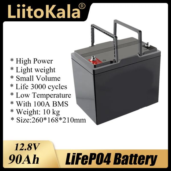 Liitokala 12V 12.8V 90AH LIFEPO4 Prismatic Cell Max 3C 270a Décharge pour batterie EV avec barres de bus Batteries de voitures 3,2 V