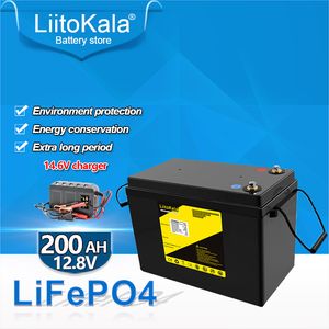 LiitoKala 12V 200AH lifepo4 lithiumbatterij 4s 12.8V met spanningsweergave voor 1200w omvormer boot golfkar UPS