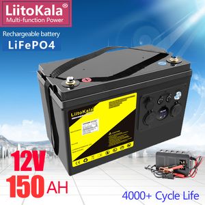 LiitoKala 12V150Ah LiFePO4 batterie 12.8 V puissance pour RV camping-car chariot de Golf tout-terrain hors réseau vent solaire, sortie QC 3.0 type-c