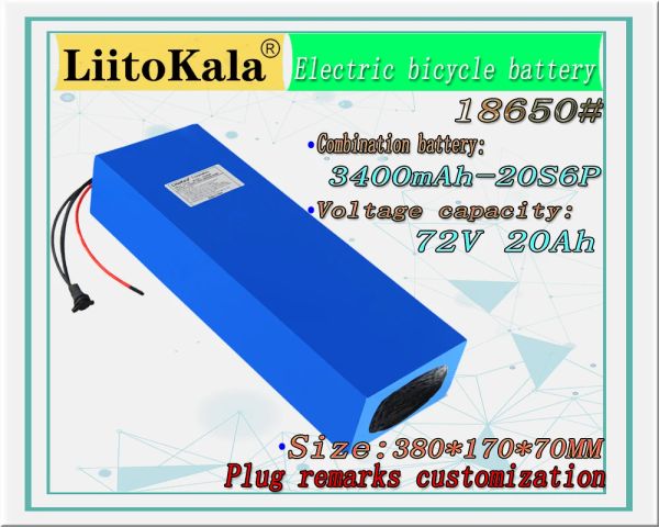 Liitokala 18650 Batterie au lithium 72V20AH Batterie de vélo électrique 2000W-3500W Batterie de moto de scooter électrique haute puissance 72V