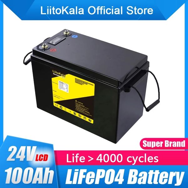 LiitoKala 24V 100Ah LCD lifepo4 baterías de energía para 8S 29.2V RV Campers Carrito de golf Off-Road Off-grid Solar Wind