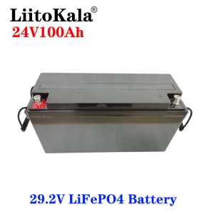 Liitokala 24V 100AH LIFEPO4 Batterie 100A BMS pour 2400W Motorhomes Énergie solaire RV EV AGV Stockage photovoltaïque