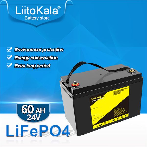 LiitoKala 24V 50Ah 60Ah Lifepo4 batterie au lithium avec 100A BMS pour onduleur panneau solaire scooter alimentation de secours bateau lumière