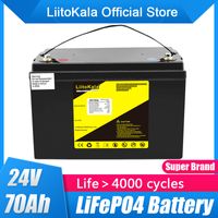 Liitokala 24v 70ah 80ah 80ah Batterie LifePo4 Battery pour moto Solaire Système Solaire Ebike Power Capuche roulante RV Campers Golf Panier de golf hors route Off-Grid Solar Solar