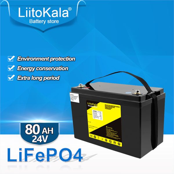 LiitoKala 24V 80Ah 70Ah lifepo4 batterie d'alimentation Batteries pour 8S 29.2V RV campeurs chariot de Golf hors route hors réseau vent solaire