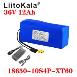 Liitokala 36V 12AH 18650 Li ionbatterij Power High Power XT60 Plug Balance Car Motorcycle Elektrische fiets Scooter BMS+Charger