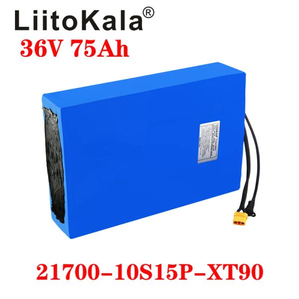 Liitokala 36V Triangle de bricolage personnalisé 75AH 21700 5000mAH 10S15P Batterie de vélo électrique 36V 1000W Batterie au lithium intégrée 30A BMS MOTEUR DE VOILLES ÉLECTRIQUES