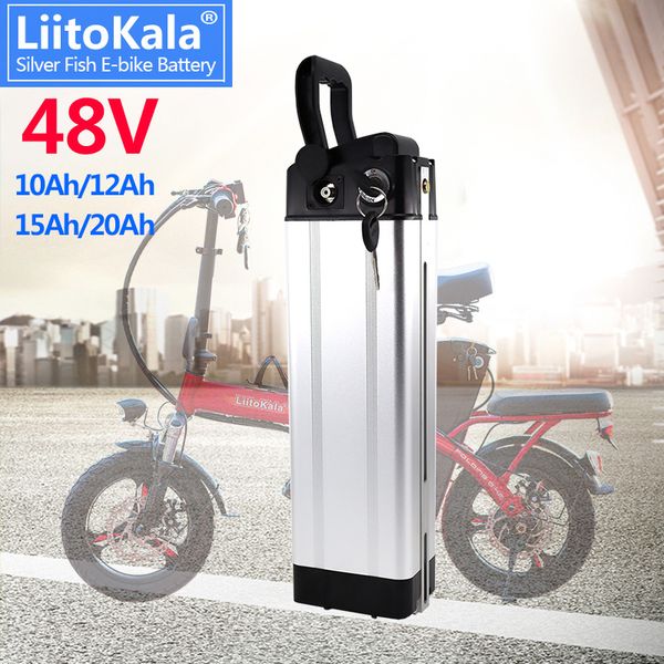 Liitokala 48V 10AH 12AH 15AH 20AH Bloc de vélo électrique de batterie de poisson en argent pour kits de vélo électriques à moteur bafang