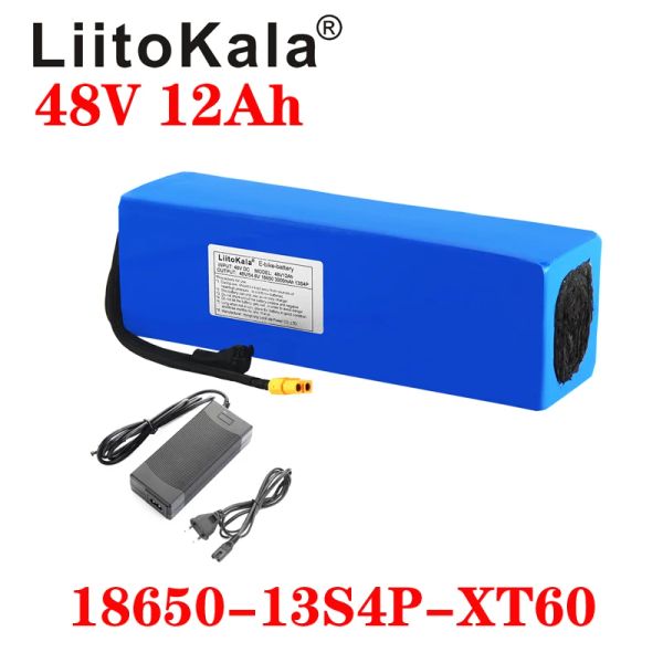 Liitokala 48V 12AH 18650 Batería E-Bike Battería Li Ion Batería Bicicleta Bicicleta Kit de conversión BAFANG 1000W XT60 ENCHUFE 54.6V CARGADOR