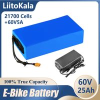 Liitokala 60V 25ahlithium Batterie rechargeable Batterie électrique Batterie électrique pour moteur de 2000W avec chargeur 67.2V 5A intégré 30A BMS
