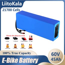 Liitokala 60V 45AH 21700 Lithium Battery Pack 16S9p 50A BMS equilibrado, mismo puerto, adecuado para motores por debajo de 1800W