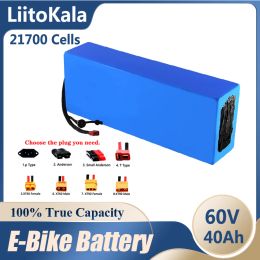 Liitokala 60V Batterie Ebike 60V 40AH Bike électrique 21700 16S8P Batterie au lithium Pack 60V 3000W 2000W Motor de scooter électrique