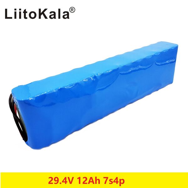 LiitoKala 7S4P 29,4 v 12Ah motor de bicicleta eléctrica ebike scooter 24v batería de iones de litio 18650 baterías recargables de litio 15A