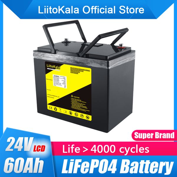 LiitoKala lifepo4 24V 50Ah 60A batterie avec 100A BMS pour moto système solaire ebike électrique fauteuil roulant scooters électriques