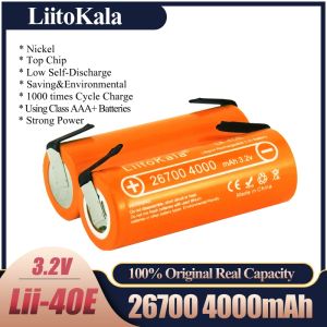 Liitokala lii-40e 3.2V 26700 Oplaadbare LifePo4-batterij 4000 mAh lithiumcel voor 24V e-bike powe +diy nikkelplaten