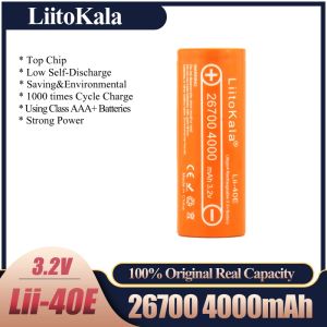 Liitokala lii-40e3.2V 26700 4000mAh LifePo4 Oplaadbare batterij voor lichte zonne-waarschuwingslichtmicrofoons in plaats van 26650