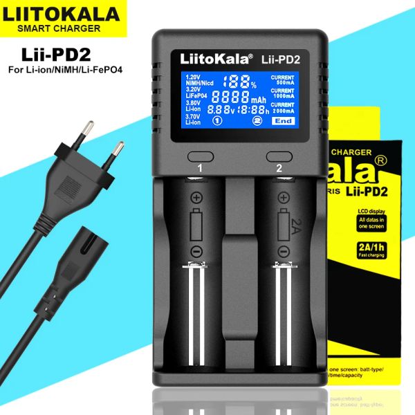 Liitokala lii-500 lii-pd2 lii-pd4 lii-202 18650 cargador, 1.2v 3.7v 18350 18500 20700 14500 26650 aa nimh cargador de batería de litio
