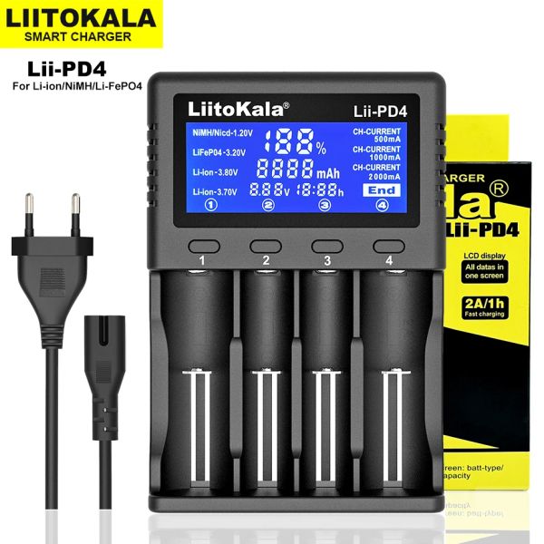 Liitokala lii-500 lii-pd4 lii-pd2 18650 lcd cargador de batería multifuncional para 3.7v 1.2v 26650 21700 14500 18350 17500 AA AAA