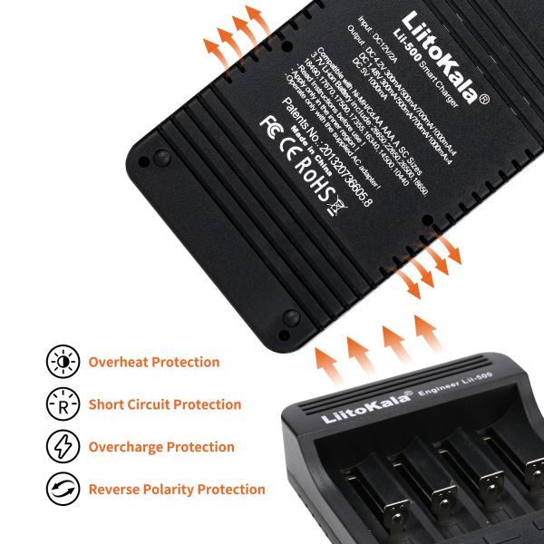 Liitokala lii-500 Aucun autre écran LCD de chargeur de batterie intelligente pour 18650 26650 16340 18350 3.7 V 1,2 V Capacité de batterie de test