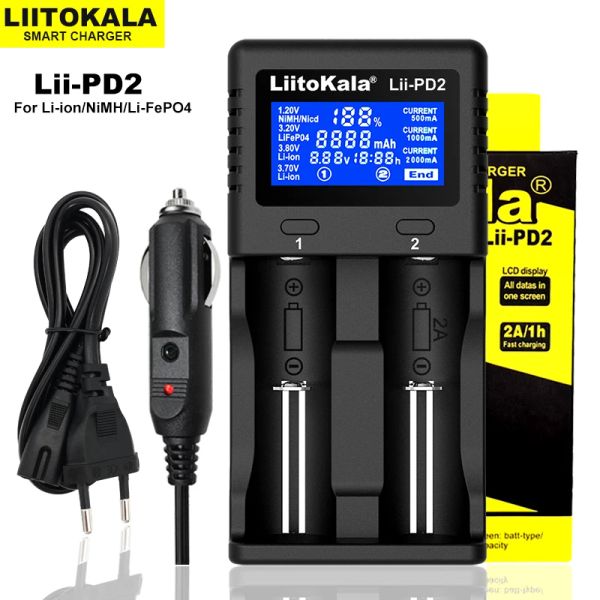 Liitokala lii-600 lii-500 18650 Chargeur de batterie, 3.7V 18650 26650 18350 16340 18500 14500 1.2V AA AAA LCD Smart Charger