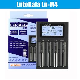 Liitokala lii-M4 4 slots batterij slimme lader met LCD-display voor 18650 26650 21700 32650 20700 21700 16340 AA AAA Lithium NIMH Oplaadbare batterij