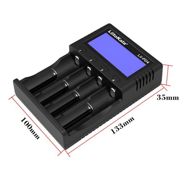 Affichage LCD du chargeur de batterie Liitokala LII-PD4 pour 3,7 V / 3,2 V / 1,2 V / 1,5 V 18650 26650 26700 21700 18350 AA AAA TEST TEST CAPACITY